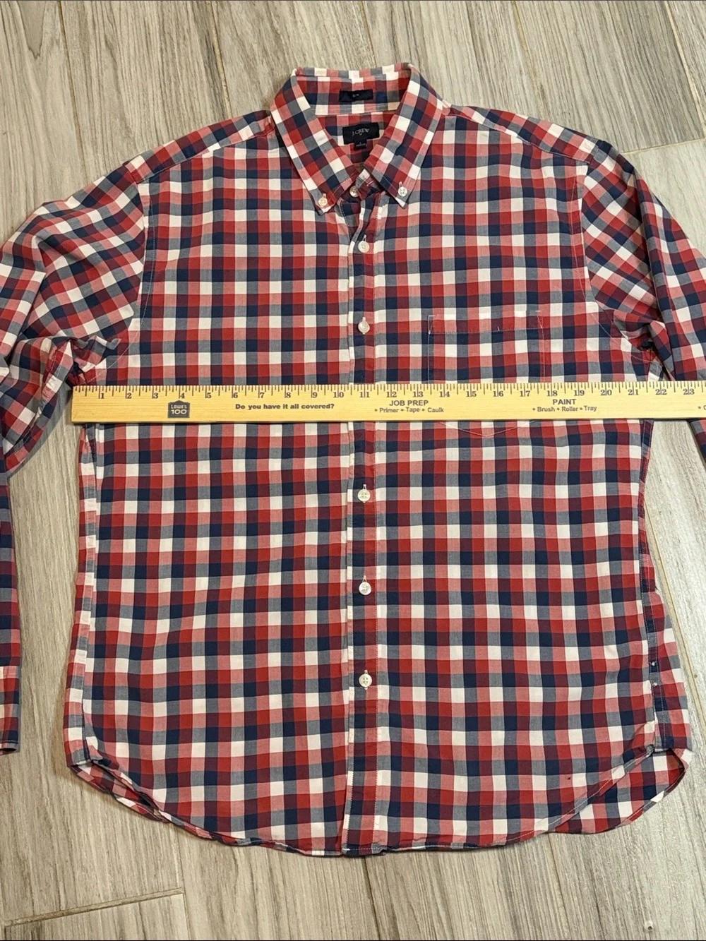 J. Crew Men’s Red Navy White Plaid Button-Down Shirt